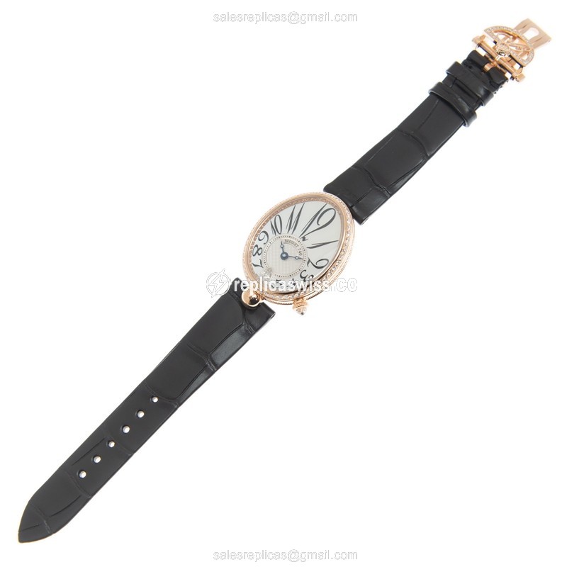 Breguet Reine de Naples 18kt Rose Gold Automatic - White Dial - Leather Strap - Clasp - View 2