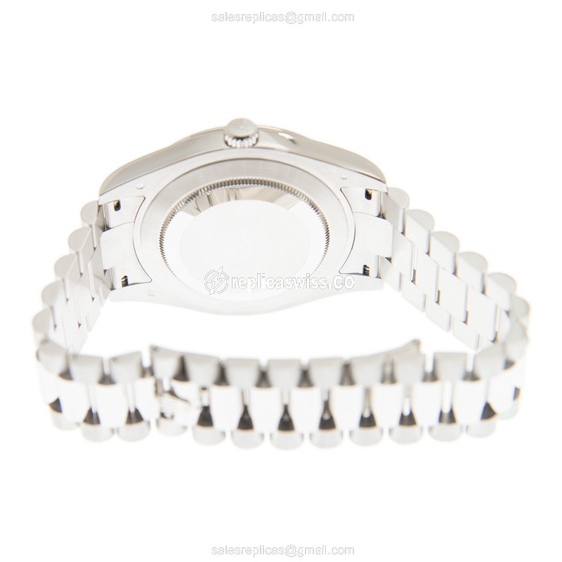 Rolex Day-Date Replica | Automatic | White Gold Case | Blue Dial | Silver Clasp - View 4