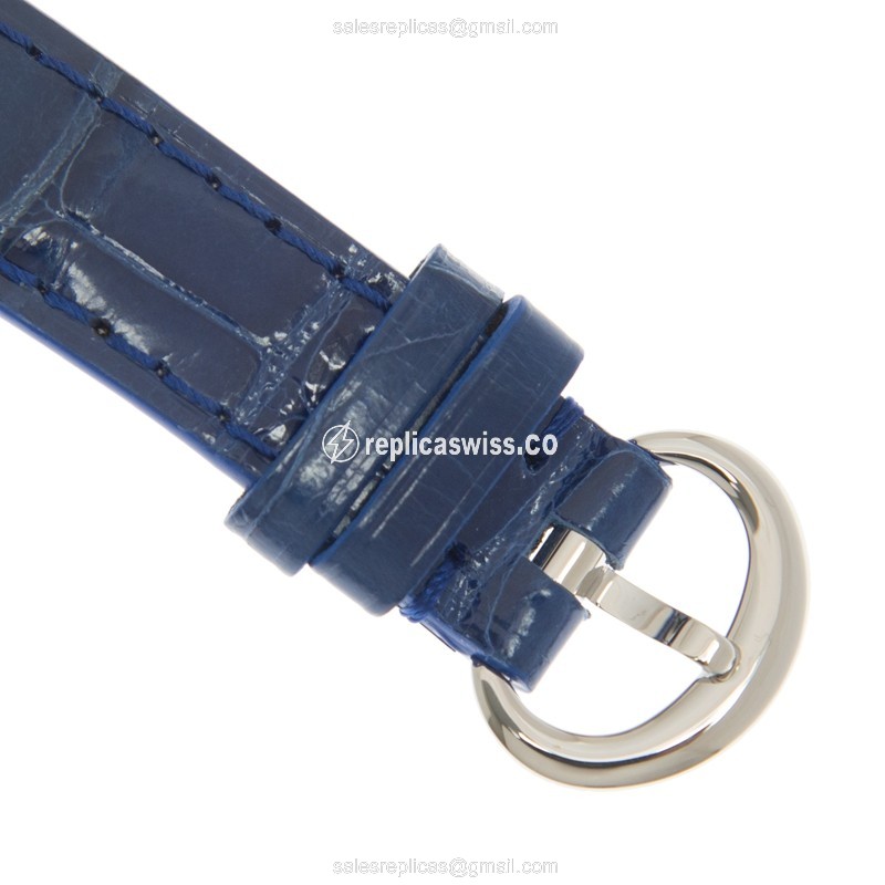 Chopard Happy Sport Replica - Automatic - Steel Case - White Dial - Blue Alligator Strap - View 4