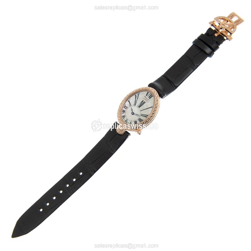 Breguet Reine de Naples Replica - Automatic - 18kt Rose Gold & Steel - White Dial - Leather Strap - View 2