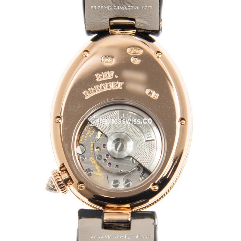 Breguet Reine de Naples Replica - Automatic - 18kt Rose Gold & Steel - White Dial - Leather Strap - View 3