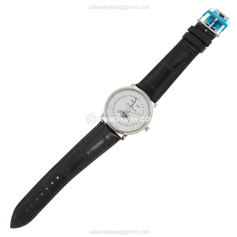 Blancpain Villeret Automatic - Stainless Steel - White Dial - Black Alligator Strap - View 2