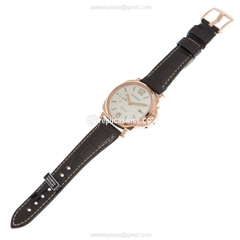 Panerai PAM01042 Replica - LUMINOR DUE - Automatic - 18kt Rose Gold - White Dial - View 2