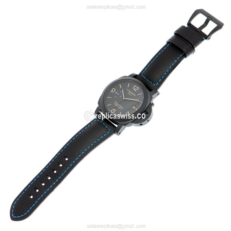 Panerai PAM01441 Replica - Automatic - Ceramic Case - Black Dial - Leather Strap - Buckle Clasp - View 2
