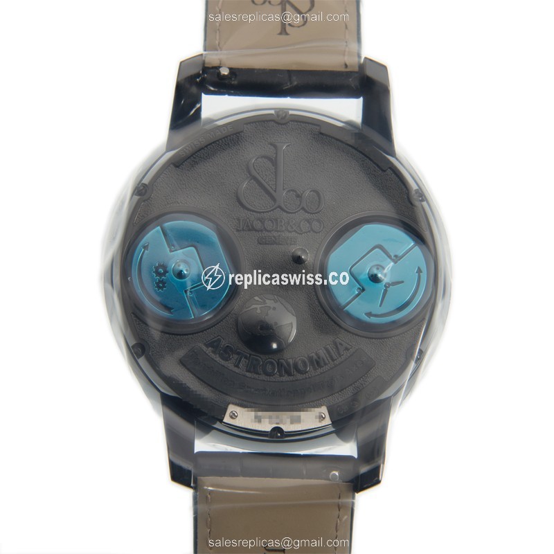 Jacob & Co. Replica Astronomia - Manual - 18kt Gold - Blue Dial - Black Leather - View 4