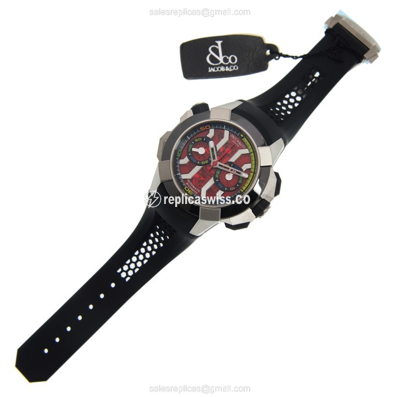 Jacob & Co Epic X Replica - Automatic - Red Dial - Rubber Strap - View 2