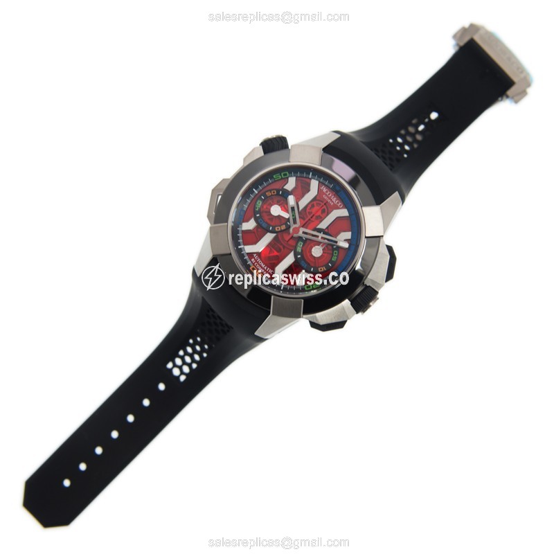Jacob & Co 311.20.SB.RT.A HA4D Chrono - Auto Movement - Red Dial - Steel Case - Black Rubber Strap - View 2
