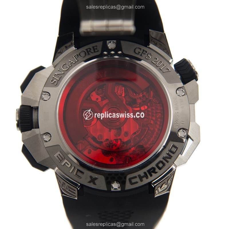 Jacob & Co 311.20.SB.RT.A HA4D Chrono - Auto Movement - Red Dial - Steel Case - Black Rubber Strap - View 3