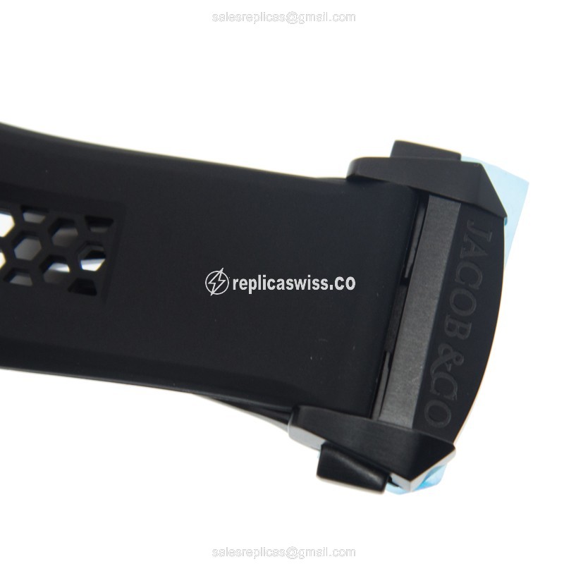 Jacob & Co. 313.21.SB.BU.B - Automatic - Steel - Black Dial - Rubber Strap - View 4
