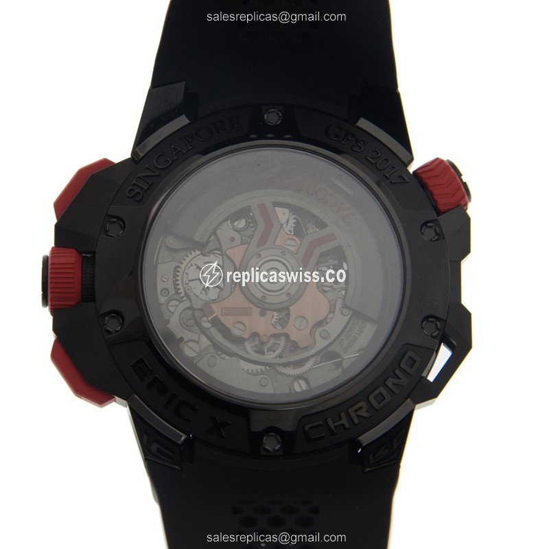 Jacob & Co 313.21.SB.BS.B EPIC X CHRONO Auto - Steel Case - Black Dial - Black Rubber Strap - View 3