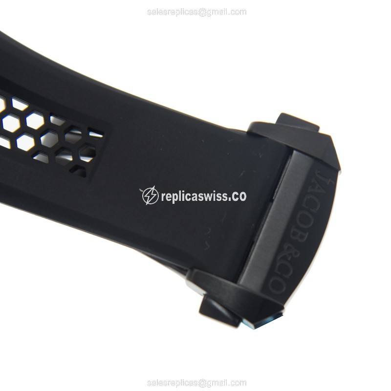 Jacob & Co 313.21.SB.BS.B EPIC X CHRONO Auto - Steel Case - Black Dial - Black Rubber Strap - View 4