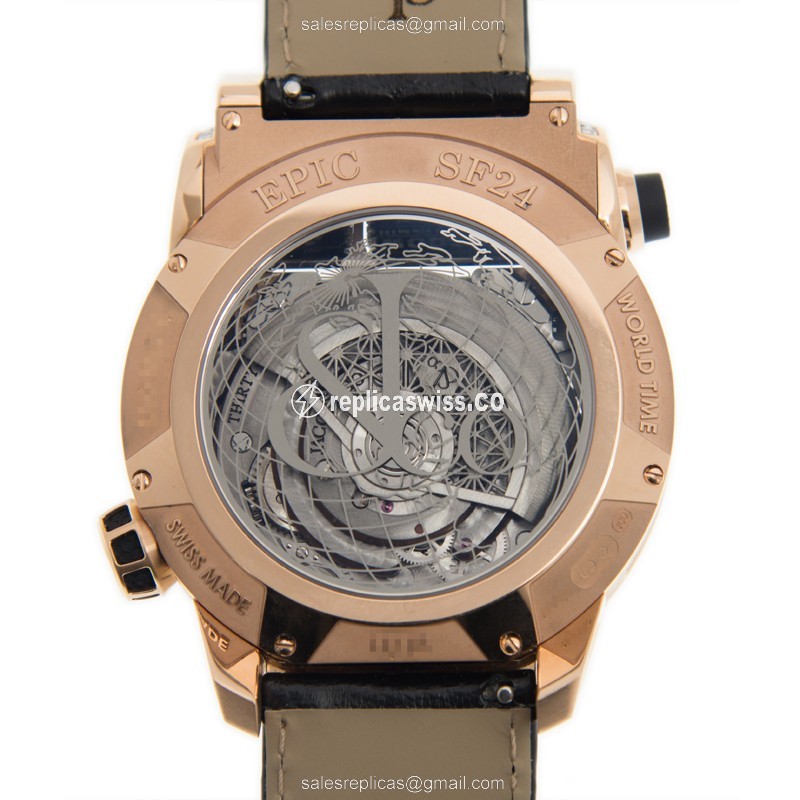Jacob & Co ES802.40.BD.BD.A Replica - Automatic - 18kt Rose Gold - Diamond Dial - Black Leather Strap - View 3