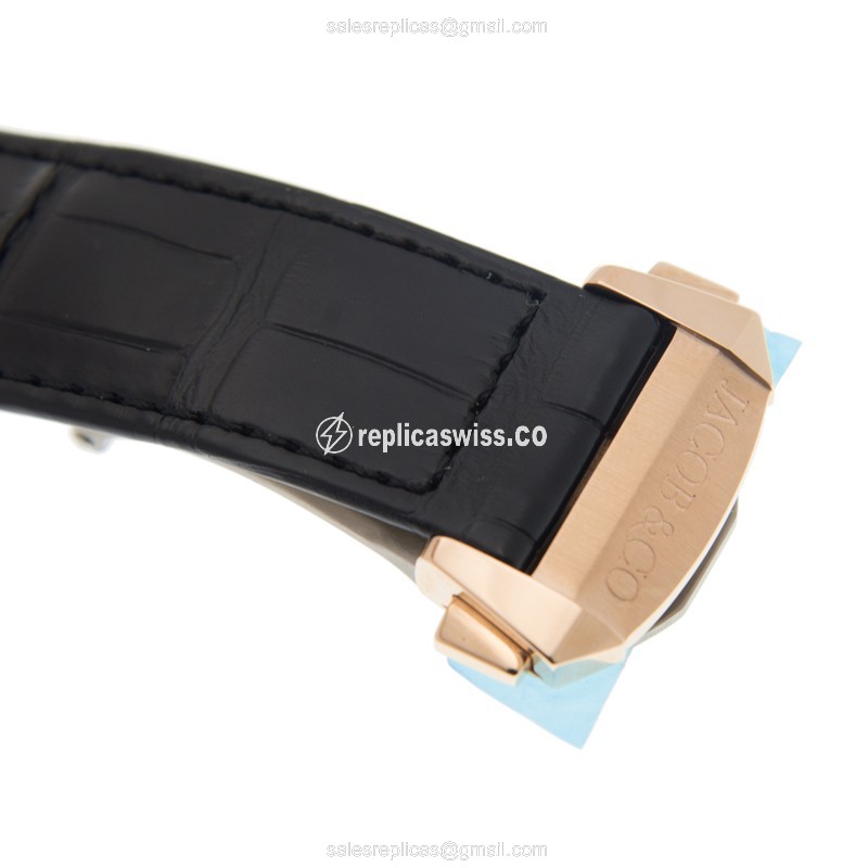 Jacob & Co ES802.40.BD.BD.A Replica - Automatic - 18kt Rose Gold - Diamond Dial - Black Leather Strap - View 4