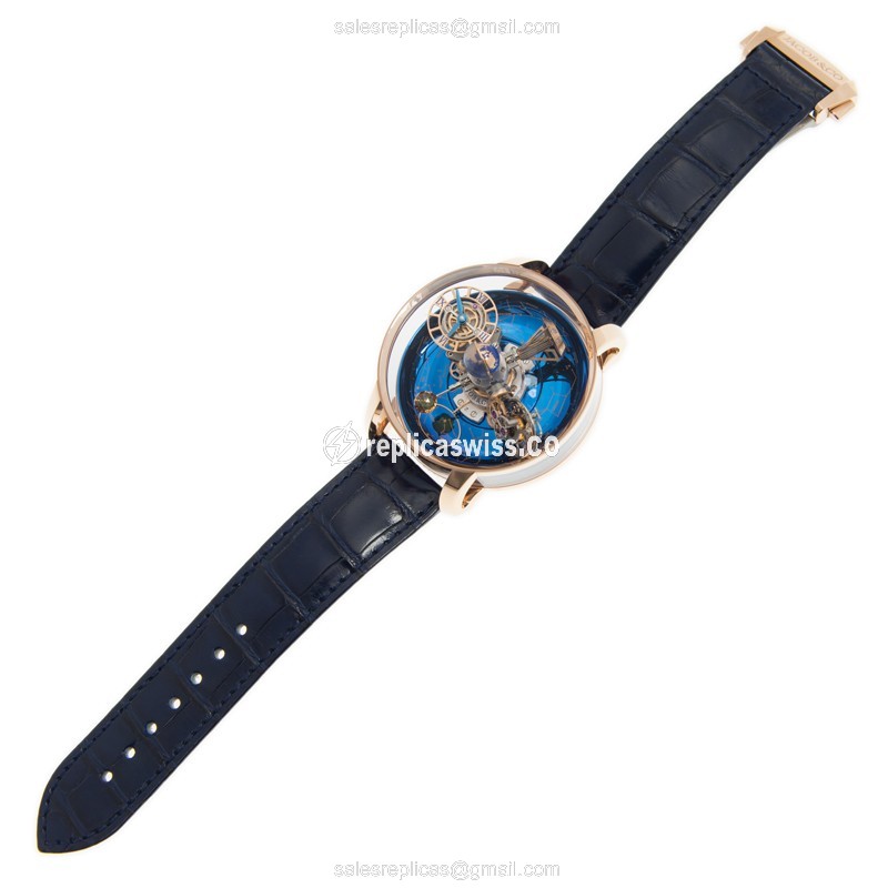 Jacob & Co. ASTRONOMIA - Manual - 18kt Rose Gold - Blue Dial - Alligator Blue Strap - View 2