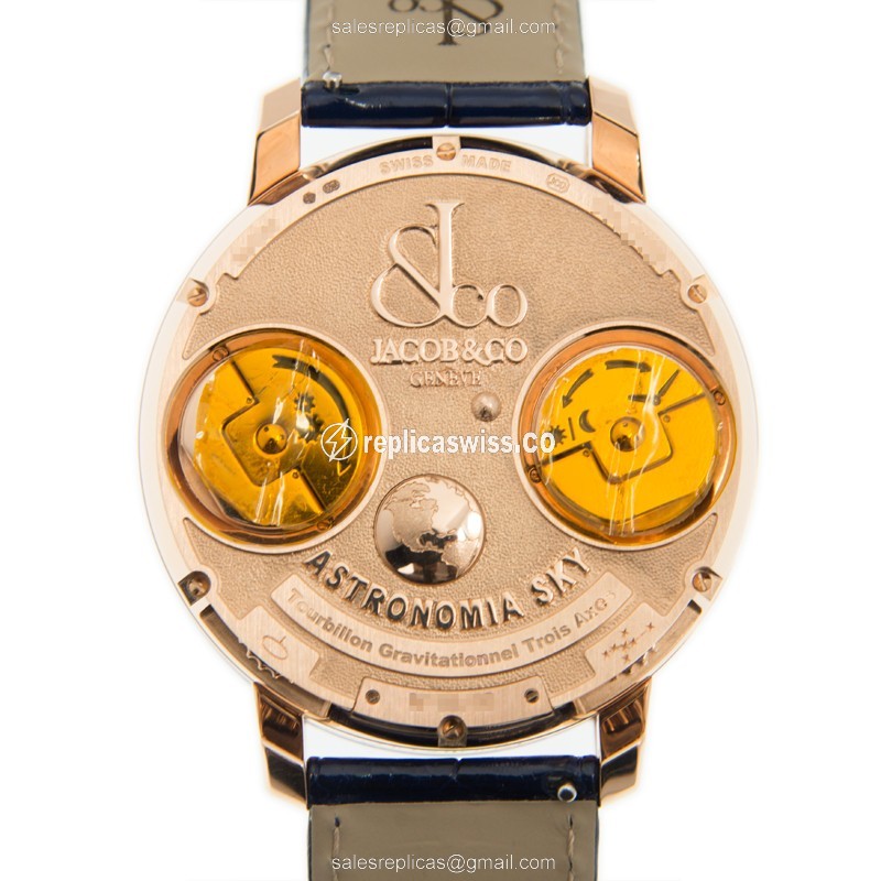 Jacob & Co. ASTRONOMIA - Manual - 18kt Rose Gold - Blue Dial - Alligator Blue Strap - View 4