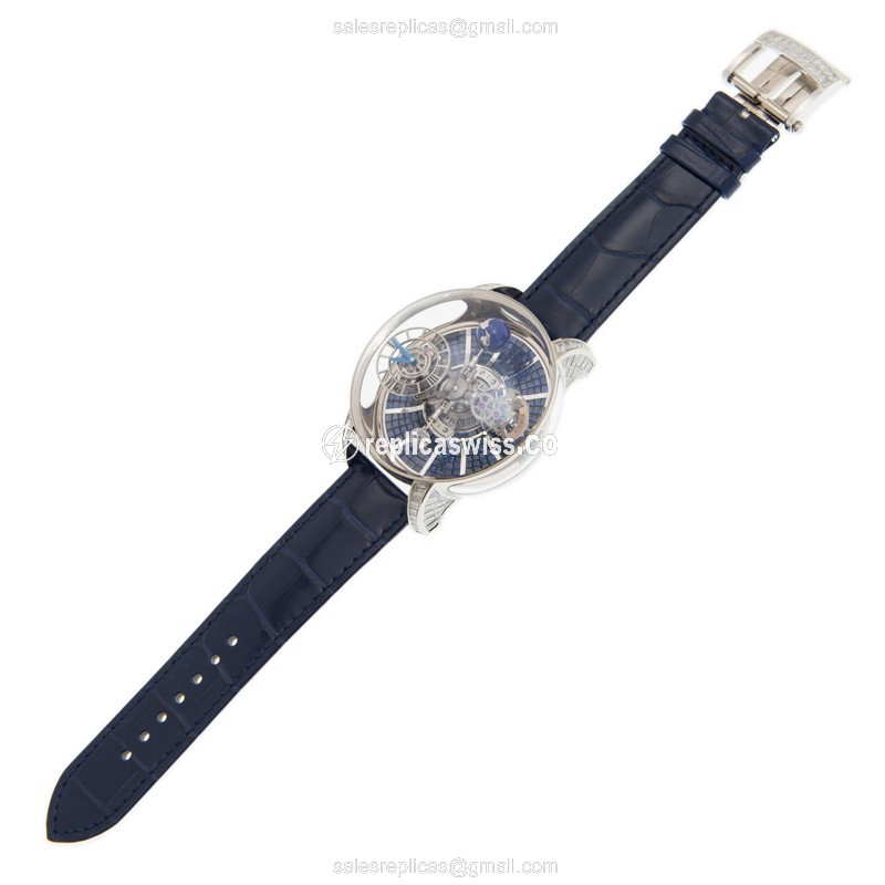 Jacob & Co AT800.30.BD.BB.A Replica - Manual Wind - 18kt Gold - Blue Dial - Alligator Blue Strap - View 2