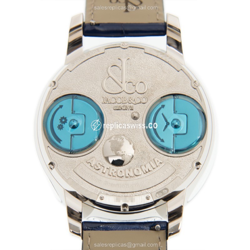 Jacob & Co AT800.30.BD.BB.A Replica - Manual Wind - 18kt Gold - Blue Dial - Alligator Blue Strap - View 4