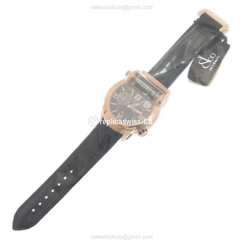 Jacob & Co ES100.40.NS.LR.A CA4D - Automatic - 18kt Rose Gold Case - Black Dial - Alligator Black Strap - View 2