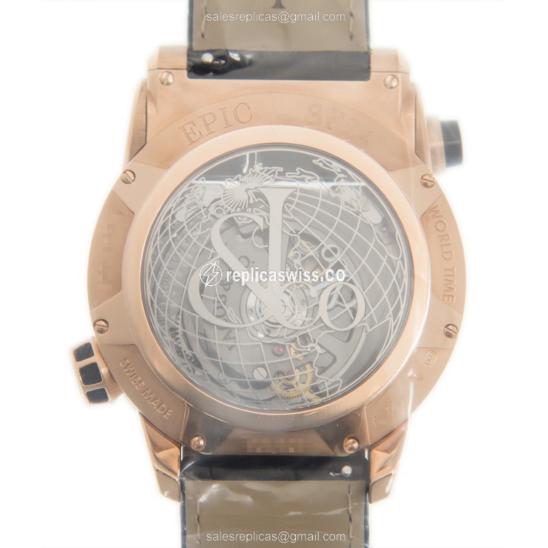 Jacob & Co ES100.40.NS.LR.A CA4D - Automatic - 18kt Rose Gold Case - Black Dial - Alligator Black Strap - View 3