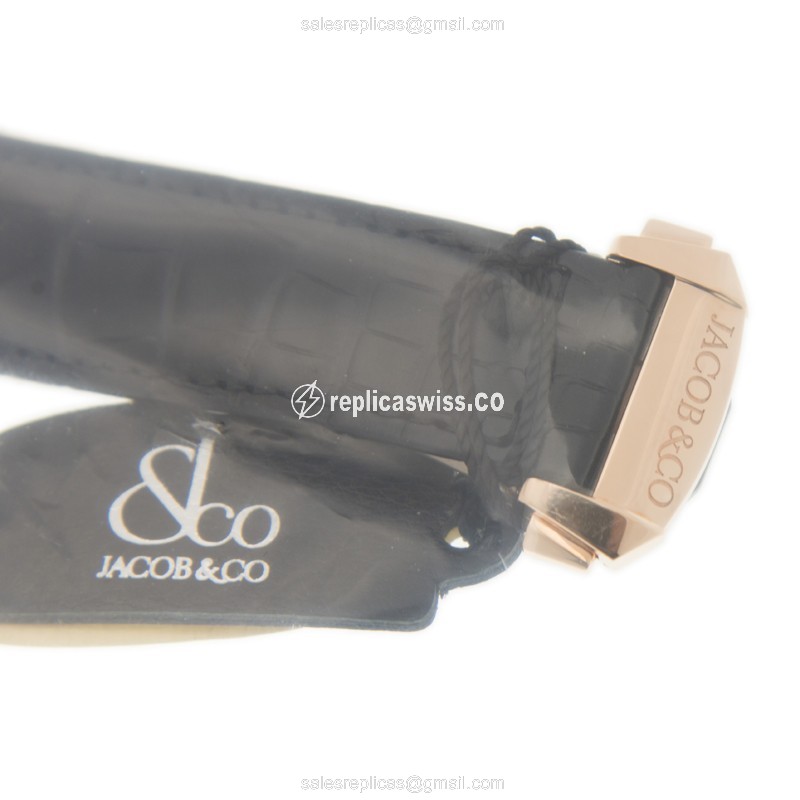 Jacob & Co ES100.40.NS.LR.A CA4D - Automatic - 18kt Rose Gold Case - Black Dial - Alligator Black Strap - View 4