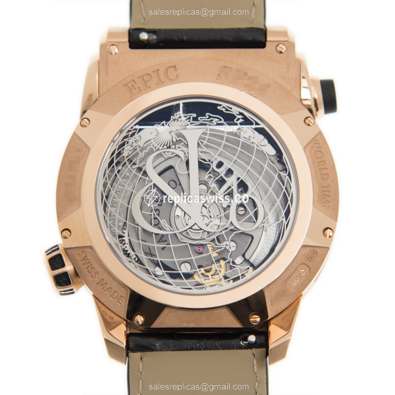 Jacob & Co. ES101.40.NS.LR.A Replica - Automatic 18kt Rose Gold - Black Dial, Alligator Black Clasp - View 3