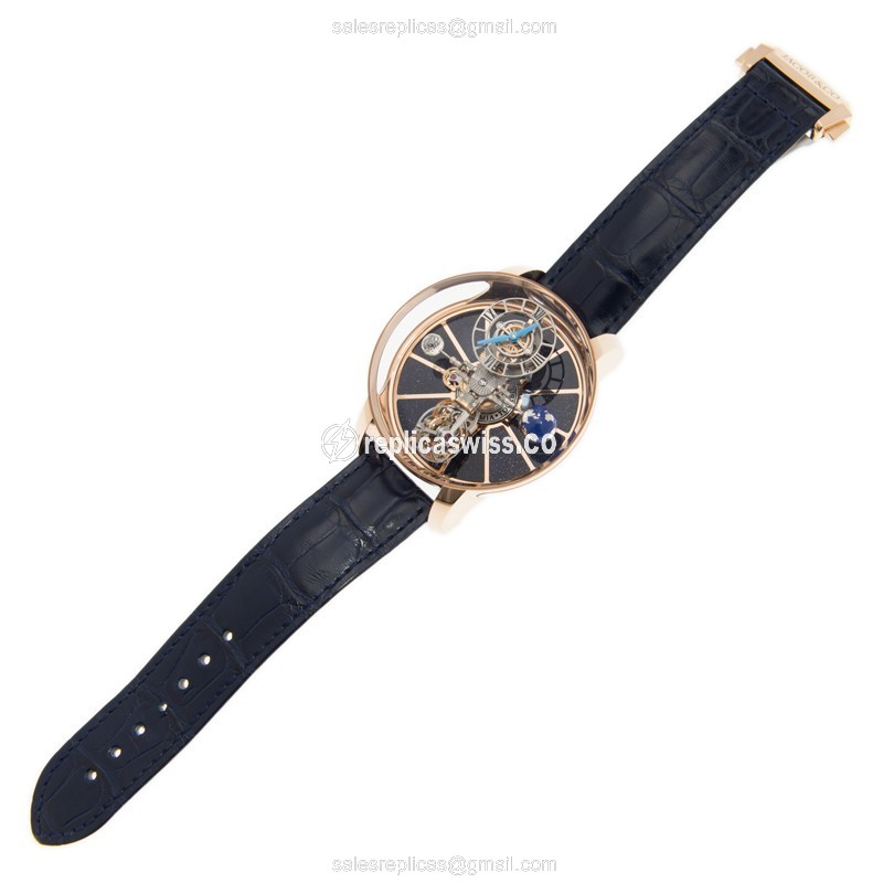 Jacob & Co AT100.40.AC.SD.A ASTRONOMIA - Manual Wind - 18kt Gold - Blue Dial - Alligator Blue Strap - View 2