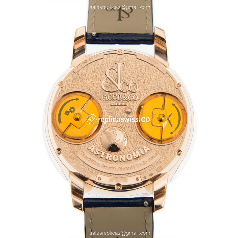 Jacob & Co AT100.40.AC.SD.A ASTRONOMIA - Manual Wind - 18kt Gold - Blue Dial - Alligator Blue Strap - View 3