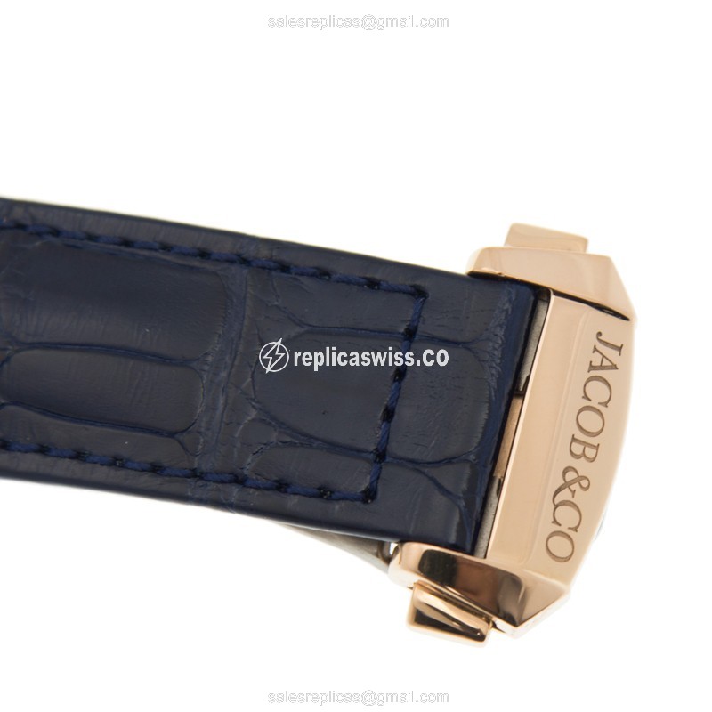 Jacob & Co AT100.40.AC.SD.A ASTRONOMIA - Manual Wind - 18kt Gold - Blue Dial - Alligator Blue Strap - View 4