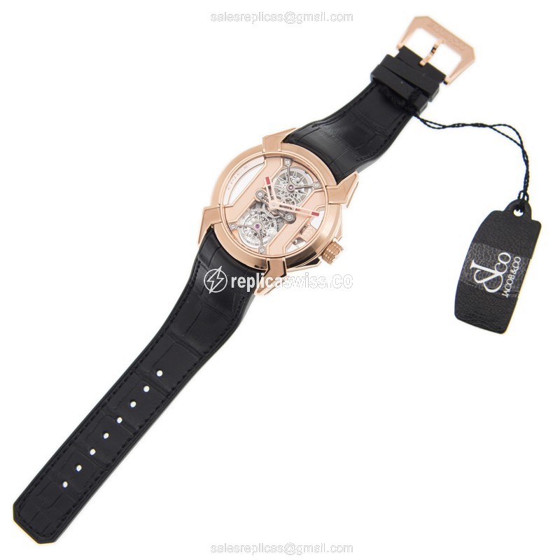 Jacob & Co. EPIC X Replica - Automatic 18kt Rose Gold - Skull Dial - Black Alligator Strap - View 2