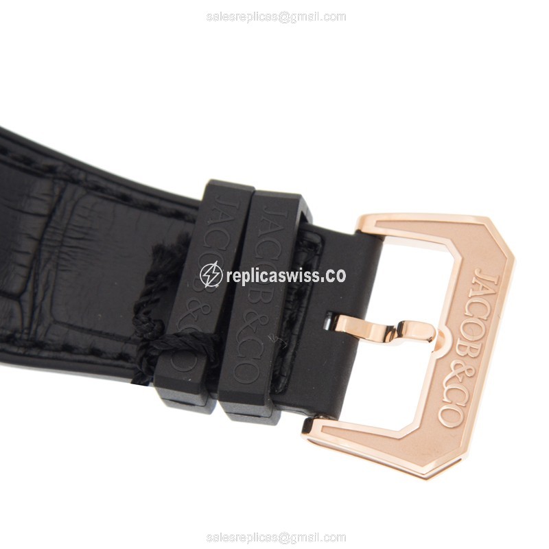 Jacob & Co. EPIC X Replica - Automatic 18kt Rose Gold - Skull Dial - Black Alligator Strap - View 4