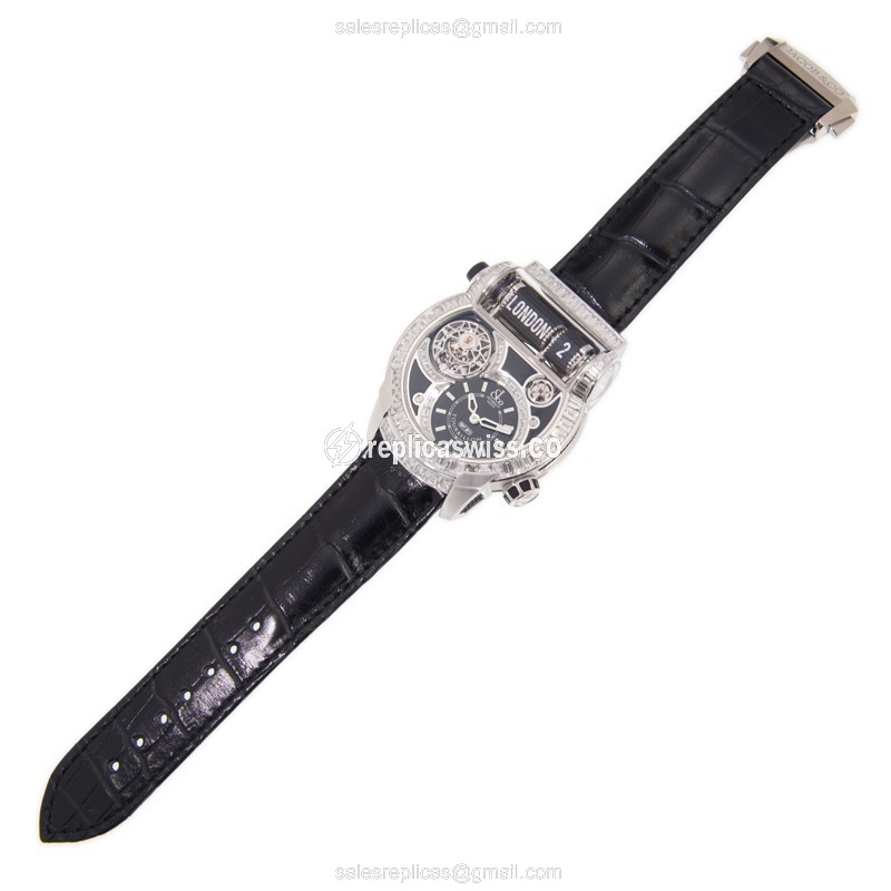 Jacob & Co ES802.30.BD.BD.A EPIC SF24 - Automatic - 18kt White Gold - Diamond Case - Black Dial - Alligator Black Strap - View 2