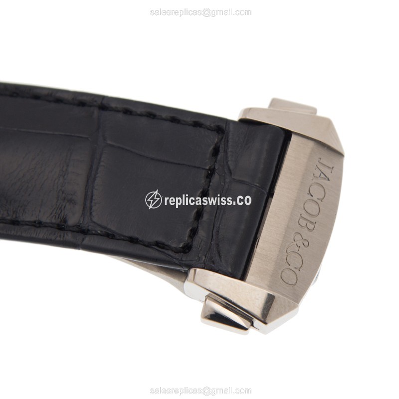 Jacob & Co ES802.30.BD.BD.A EPIC SF24 - Automatic - 18kt White Gold - Diamond Case - Black Dial - Alligator Black Strap - View 4