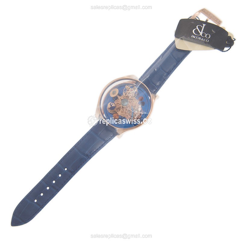 Jacob & Co AS300.40.TP.AN.A - Manual Wind - 18kt Rose Gold - Blue Dial - Leather Blue Strap - View 2
