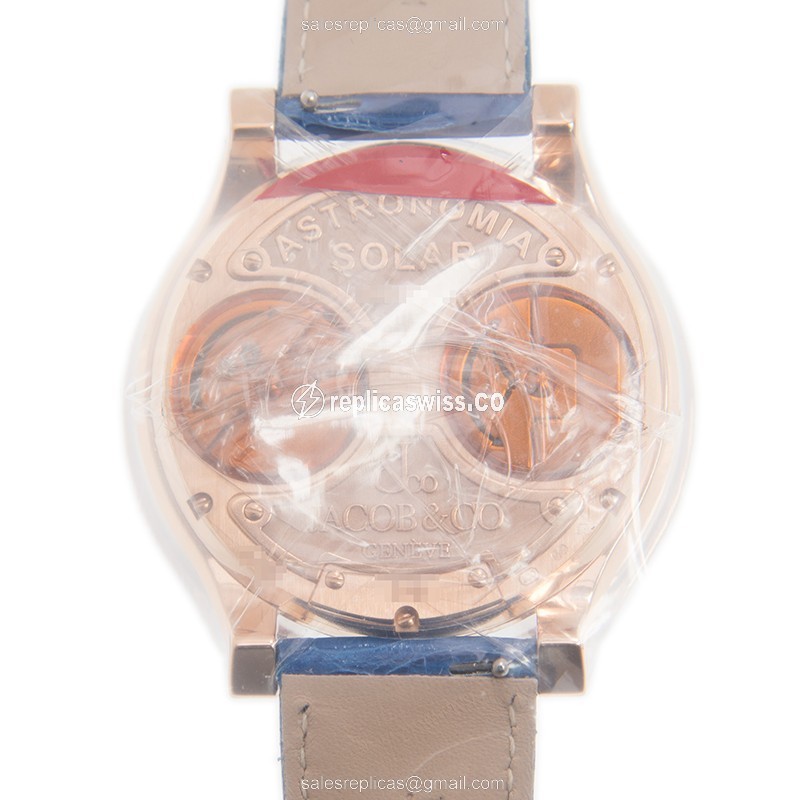 Jacob & Co AS300.40.TP.AN.A - Manual Wind - 18kt Rose Gold - Blue Dial - Leather Blue Strap - View 3