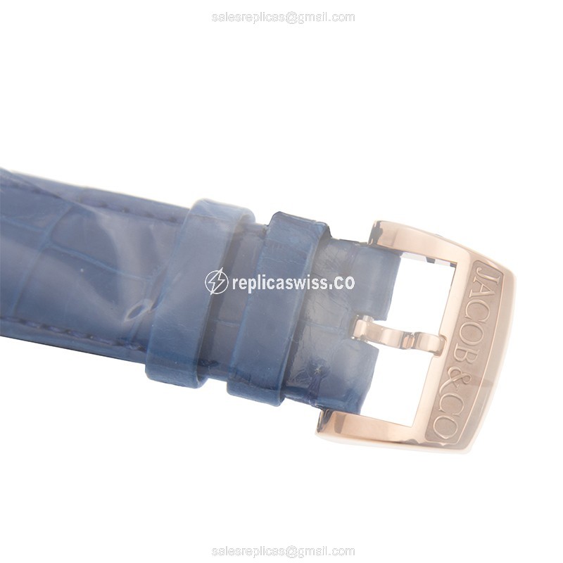 Jacob & Co AS300.40.TP.AN.A - Manual Wind - 18kt Rose Gold - Blue Dial - Leather Blue Strap - View 4