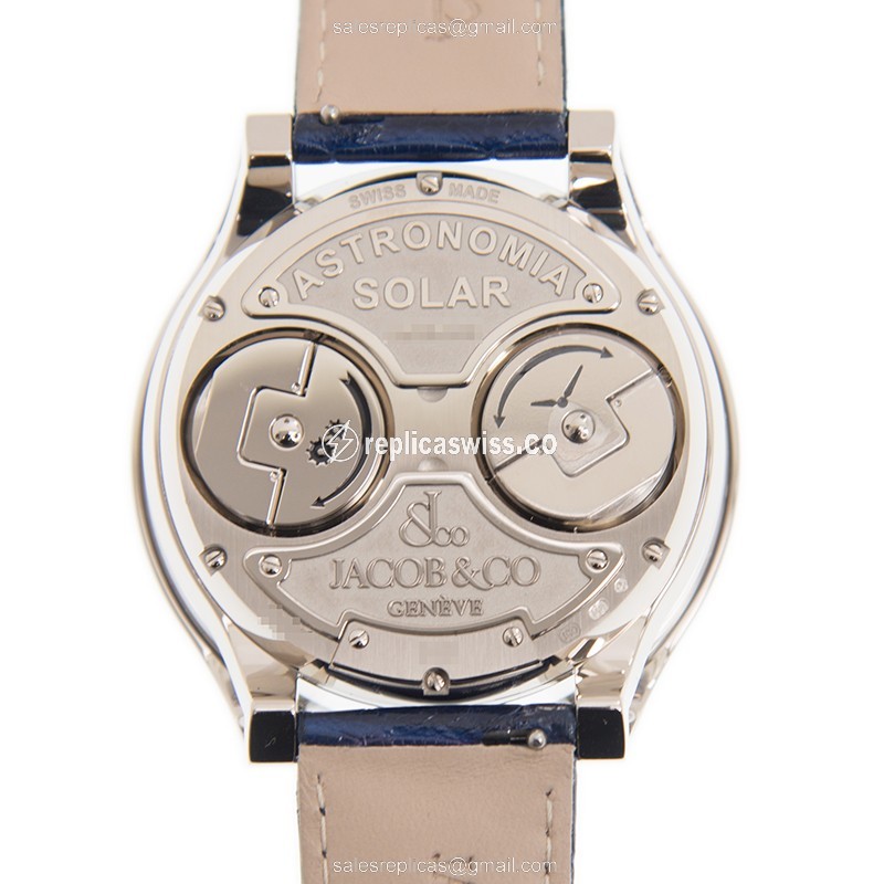 Jacob & Co AS300.30.AP.AR.B - Solar Auto - Steel Skull Dial - Blue Leather Buckle - View 3