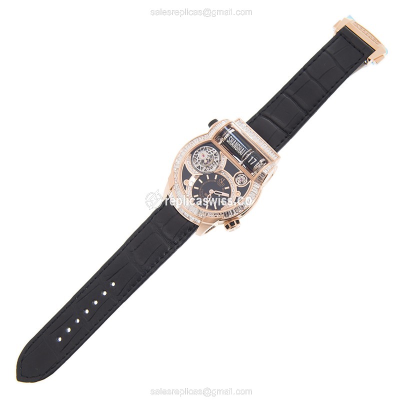Jacob & Co ES802.40.BD.UB.A Replica - Automatic - 18kt Rose Gold - Diamond Accents - Black Dial - View 2