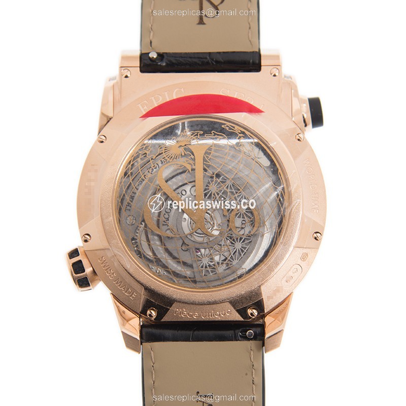 Jacob & Co. Replica ES802.40.BD.UA.A - Auto 18kt Rose Gold - Diamond Accents - Black Dial - Leather Strap - View 3