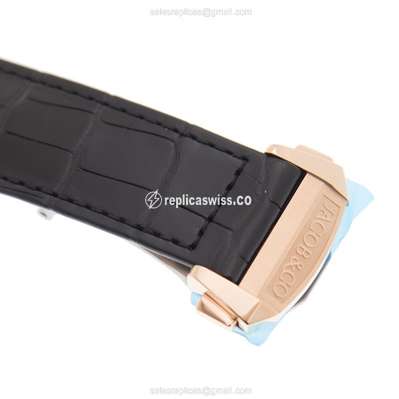 Jacob & Co. Replica ES802.40.BD.UA.A - Auto 18kt Rose Gold - Diamond Accents - Black Dial - Leather Strap - View 4