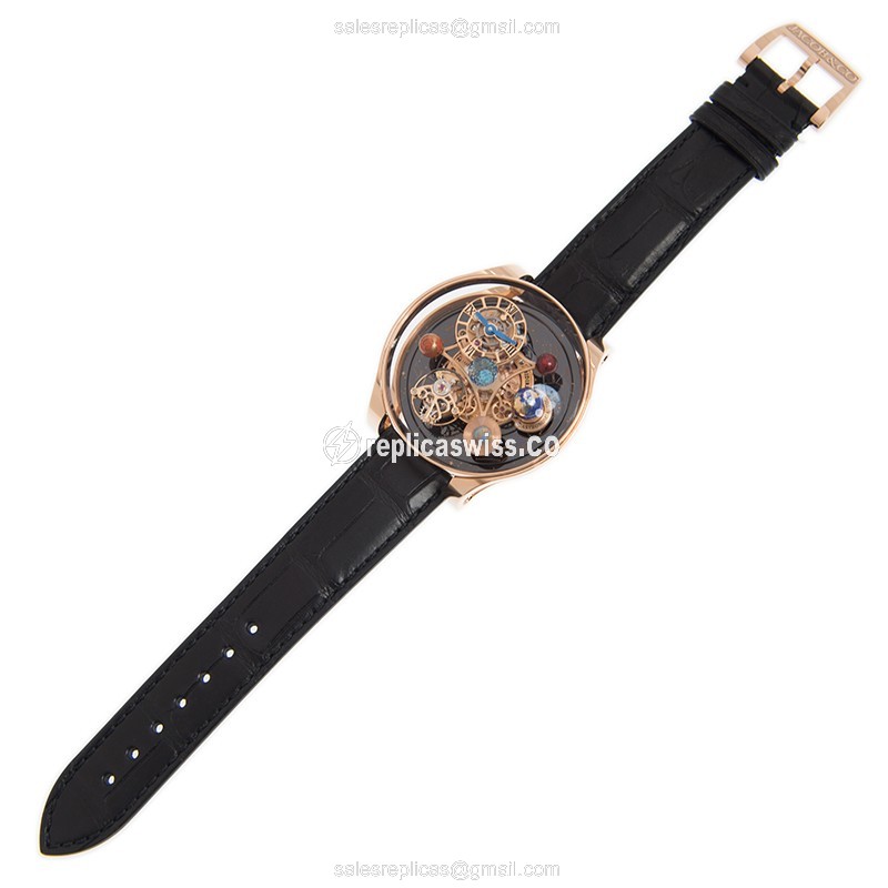 Jacob & Co AS300.40.TO.AN.ADA4A - Solar Auto - 18kt Rose Gold - Skull Dial - Leather Black Strap - View 2