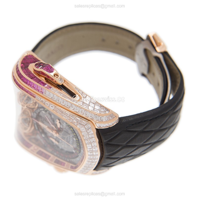 Jacob & Co TT800.40.BR.AA.AWA4S - Manual Wind - 18kt Rose Gold Case - Black Dial - Leather Strap - Black Clasp - View 4