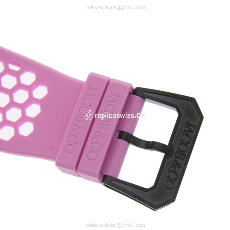 Jacob & Co Replica EPIC X - Manual Wind - Titanium Case - Skull Dial - Pink Rubber Strap - Buckle Clasp - View 4