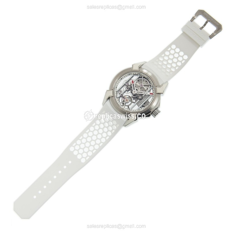 Jacob & Co. EX100.20.WR.WB.ALB4A - Manual Wind Titanium Case - Skull Dial - White Rubber Strap - View 2