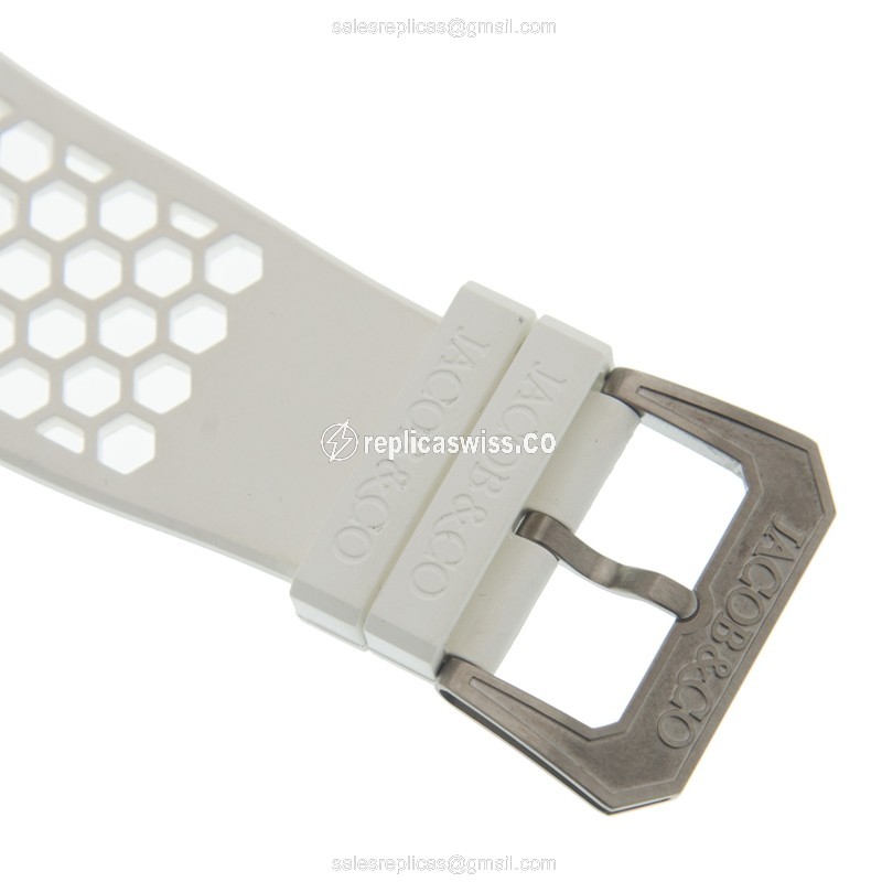 Jacob & Co. EX100.20.WR.WB.ALB4A - Manual Wind Titanium Case - Skull Dial - White Rubber Strap - View 4