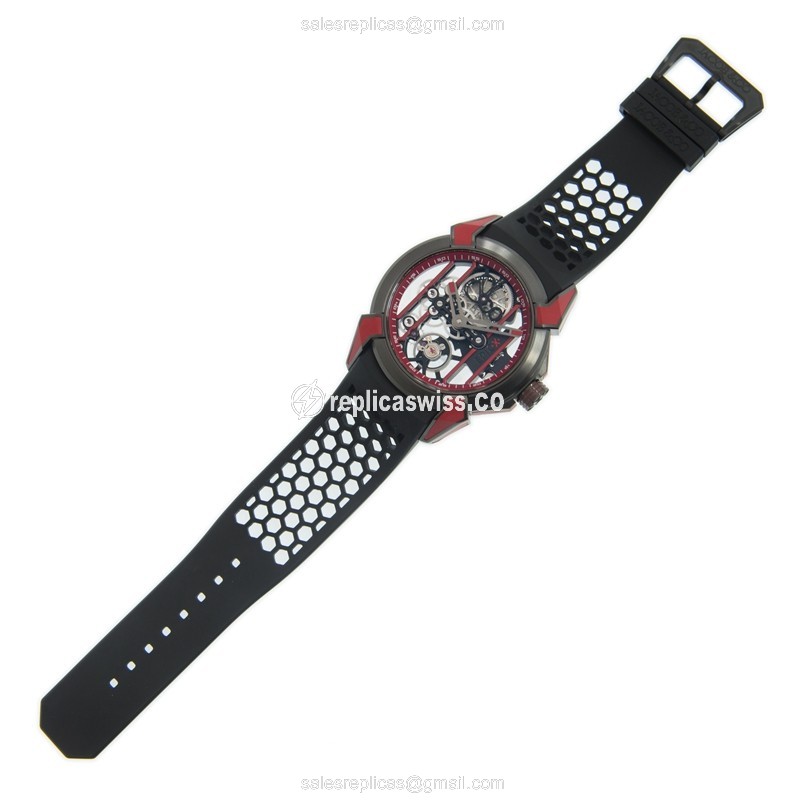 Jacob & Co. EX100.21.RR.RW.ALA4A - Manual Wind - Titanium Case - Skull Dial - Black Rubber Strap - View 2
