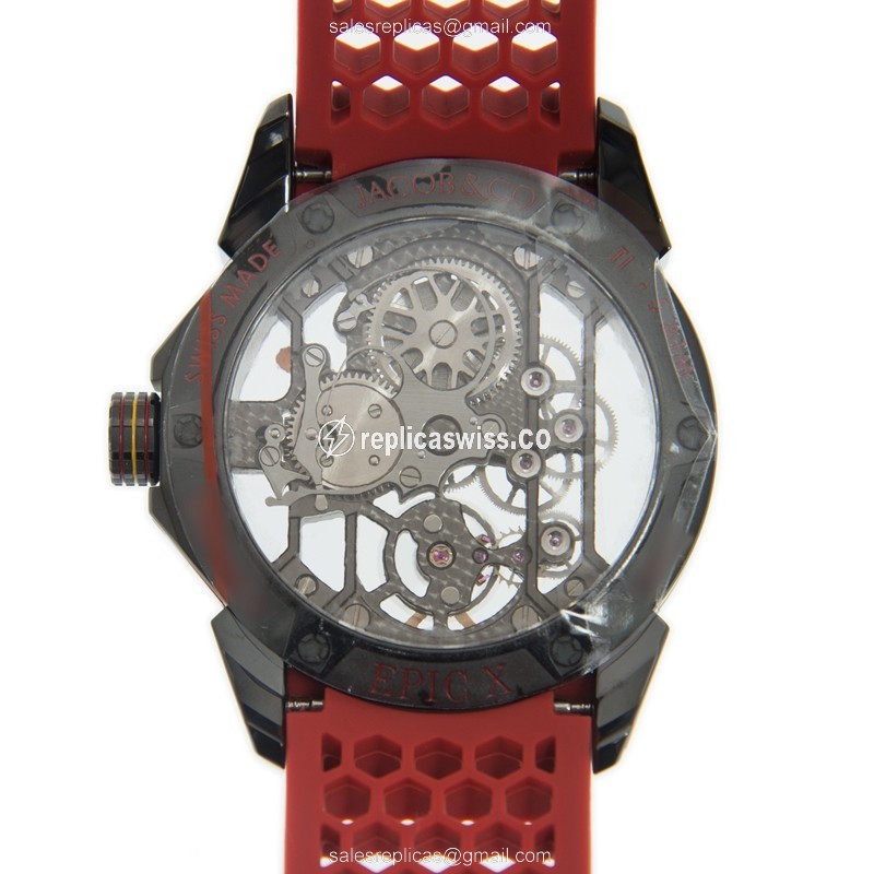 Jacob & Co. EPIC X - Manual Wind Titanium - Skull Dial - Pink Rubber Strap - View 3