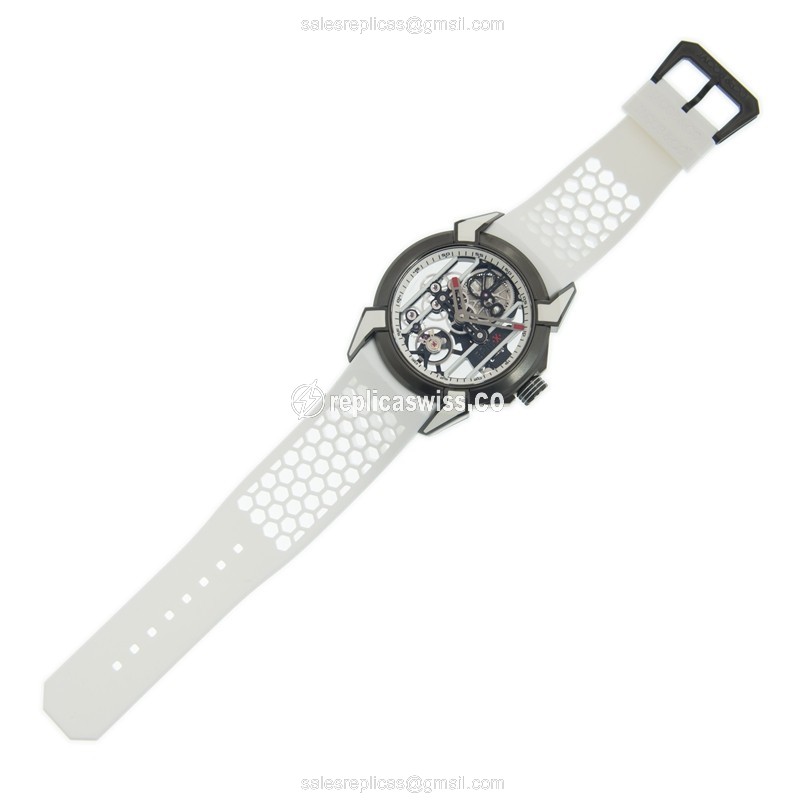 Jacob & Co. EX100.21.WR.WB.ABRU Replica - Automatic - Steel Case - Skull Dial - White Rubber Strap - View 2