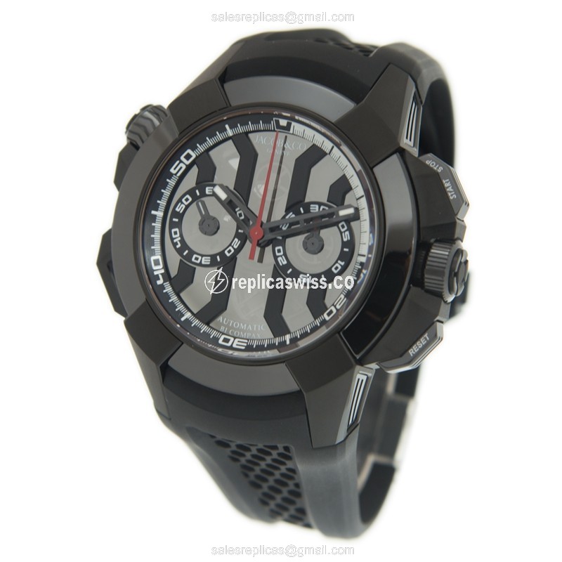 Jacob & Co EC311.21.SD.BB.AHA4D - Titanium Case - Black Dial - Rubber Black Strap - Automatic Movement - View 3