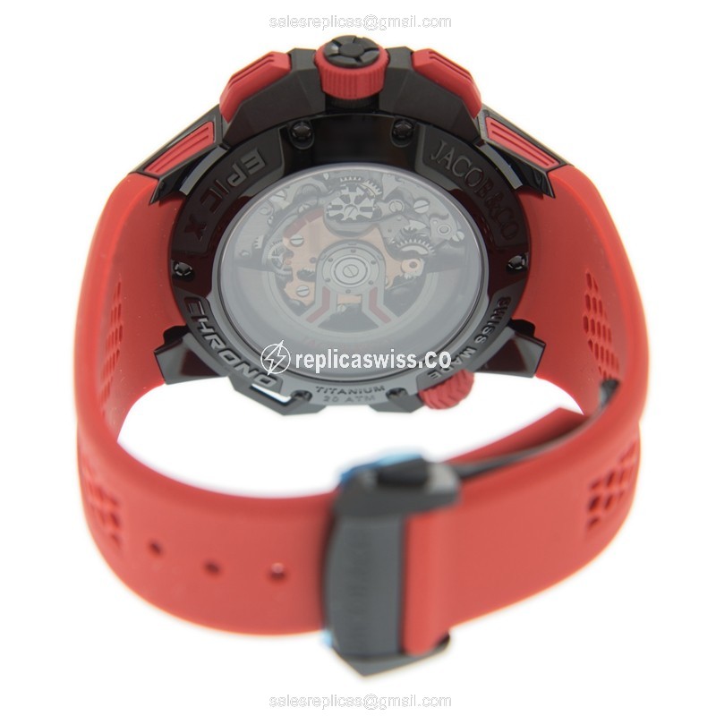Jacob & Co EC313.21.SB.BB.BHD4D EPIC X CHRONO - Auto Titanium Case - Black Dial - Red Rubber Strap - View 4