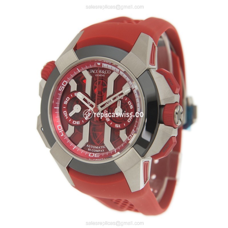 Jacob & Co EC313.20.SB.RR.BHD4D EPIC X CHRONO - Automatic Titanium Case - Red Dial & Strap - View 3